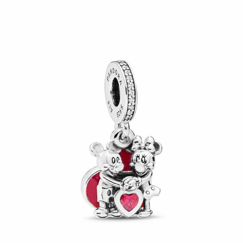 Pandora Disney Minnie & Mickey With Love Charm Ireland - Sterling Silver/Enamel/Cubic Zirconia - 712